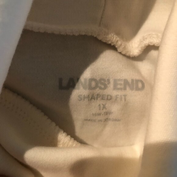 Lands End Supima Cotton Ivory Cream Turtleneck 1X Long Sleeve Shaped Fit - Picture 5 of 10